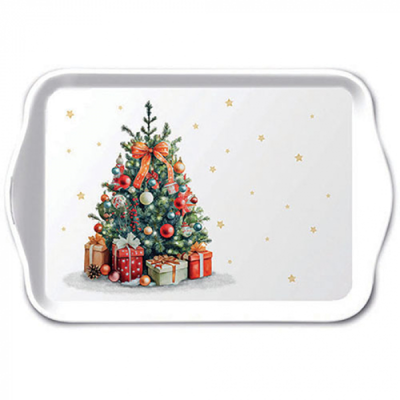 decorated christmas tree tray